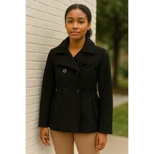 Black Peacoat Size S Tailored Pleated Back young and playful
